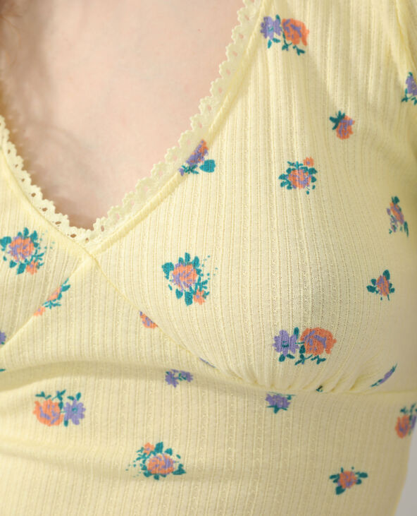 T-shirt motifs fleurs jaune - Pimkie