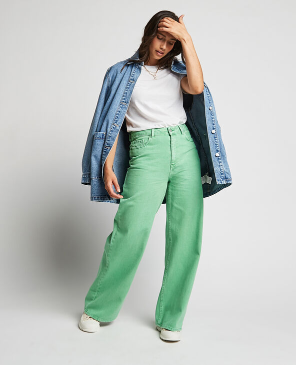 Jean wide leg couleur vert - Pimkie