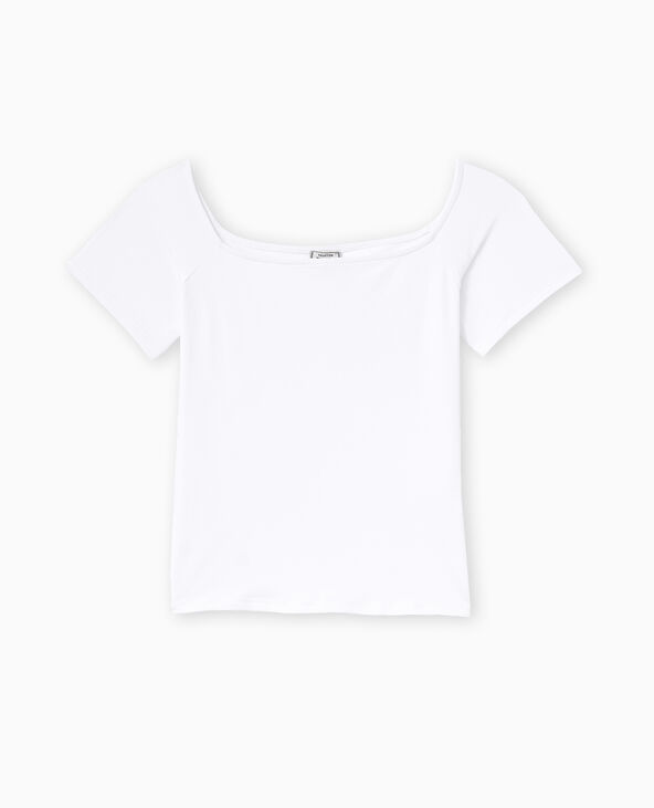 T-shirt encolure Bardot blanc - Pimkie
