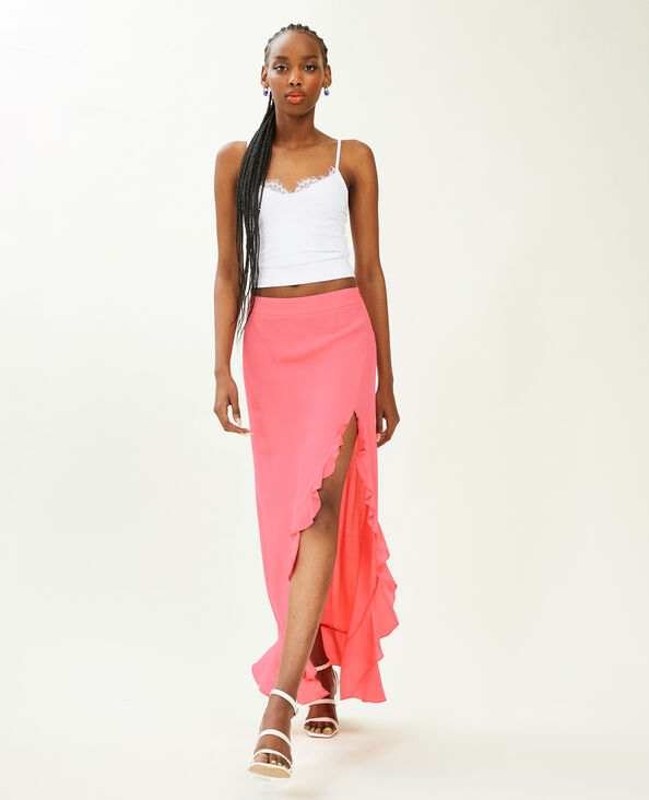 Jupe longue avec volant rose - Pimkie