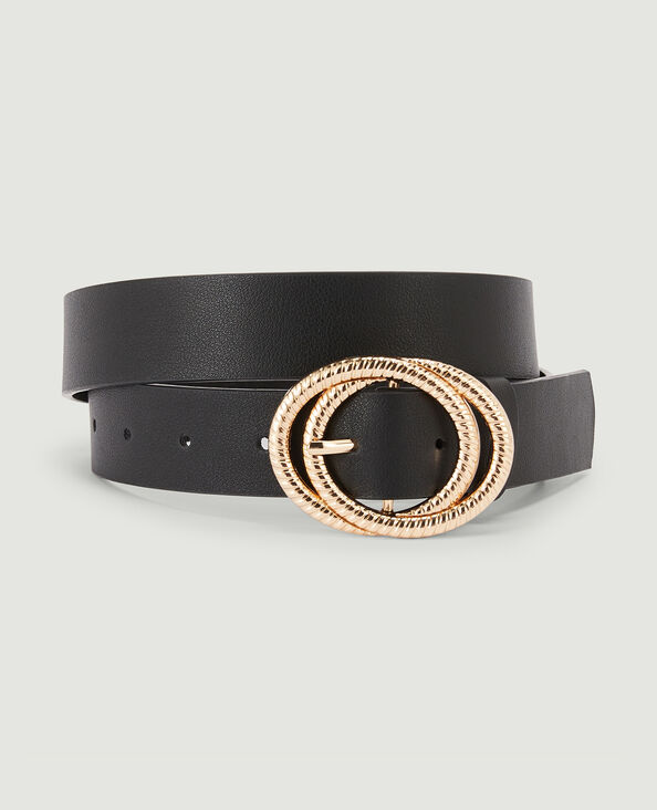 Ceinture boucle double anneau noir - Pimkie