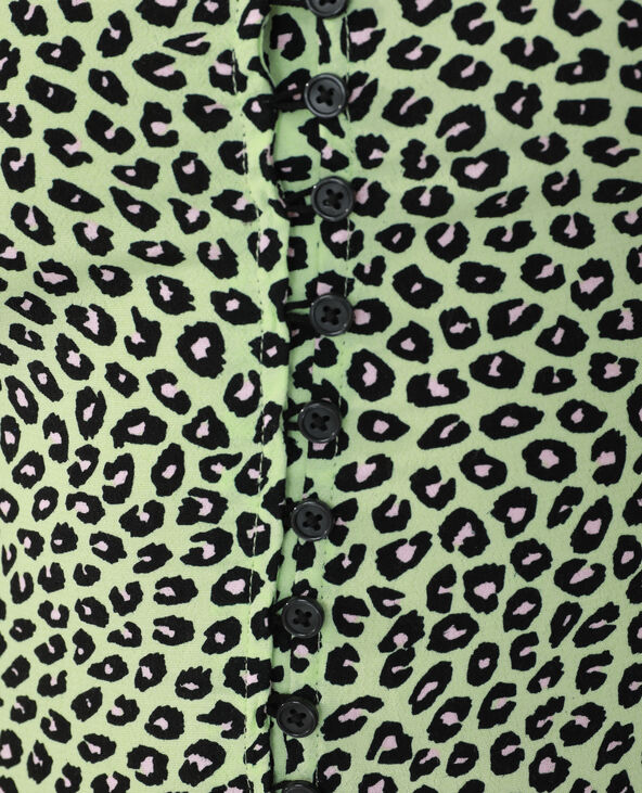 Robe léopard volantée vert anis - Pimkie