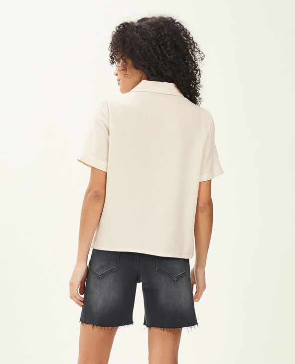 Chemise courte avec lin beige - Pimkie