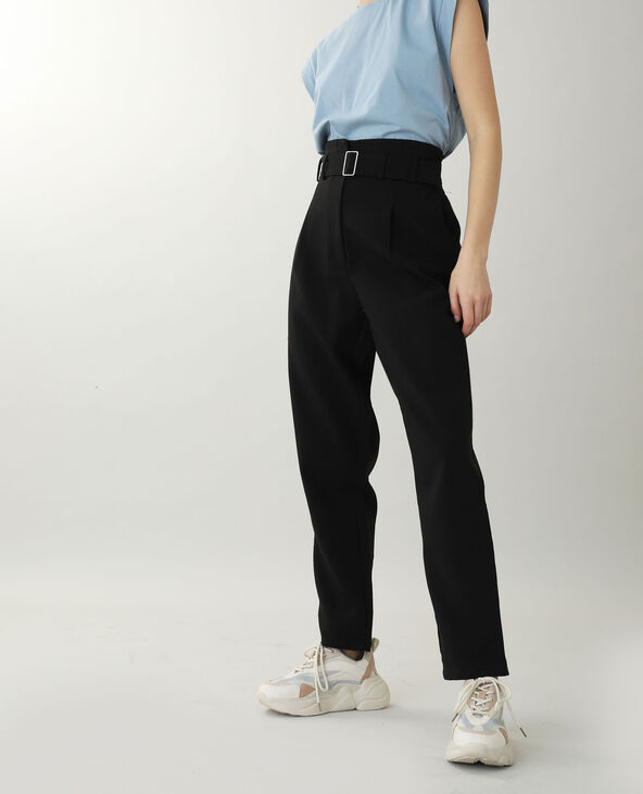 Pantalon noir sales taille haute ceinture