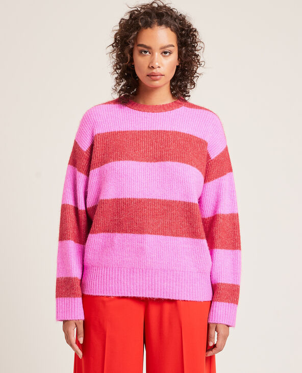 Pull col rond rouge - Pimkie
