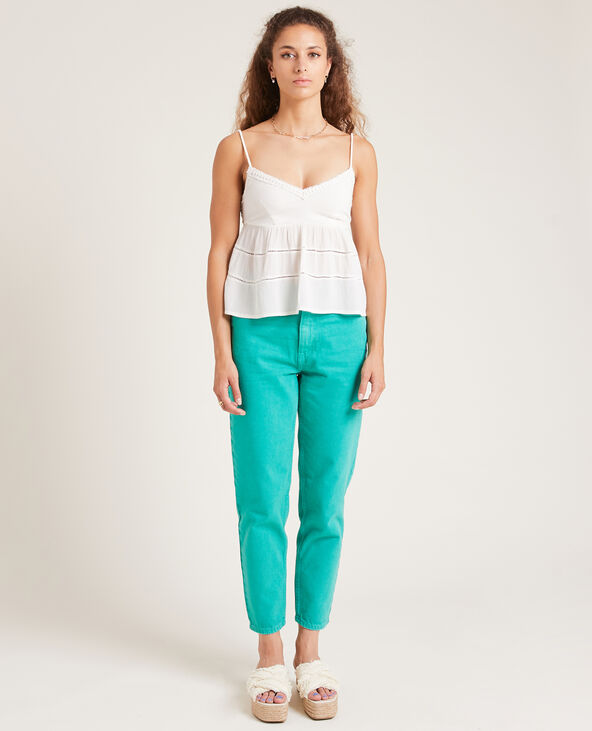 Top à bretelles volants et crochet blanc - Pimkie