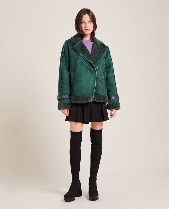 Blouson en suédine et sherpa vert - Pimkie