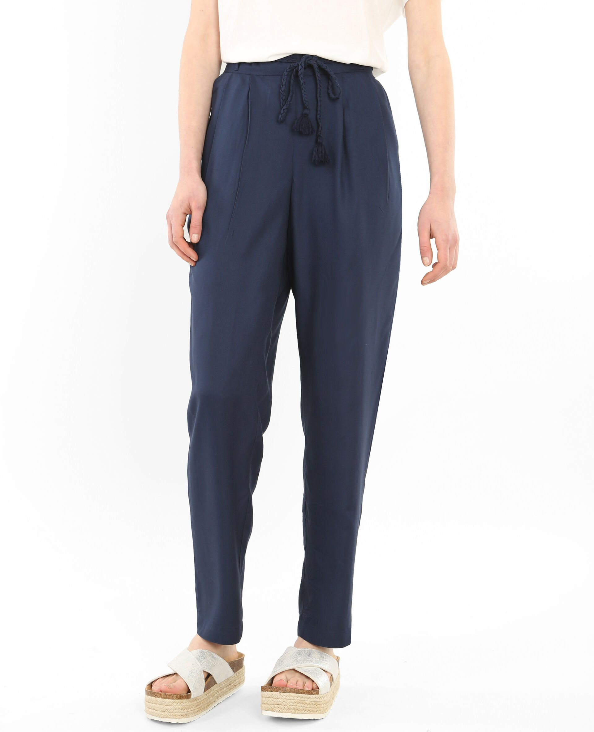 Pantalon fluide bleu marine - 140226635A06 | Pimkie