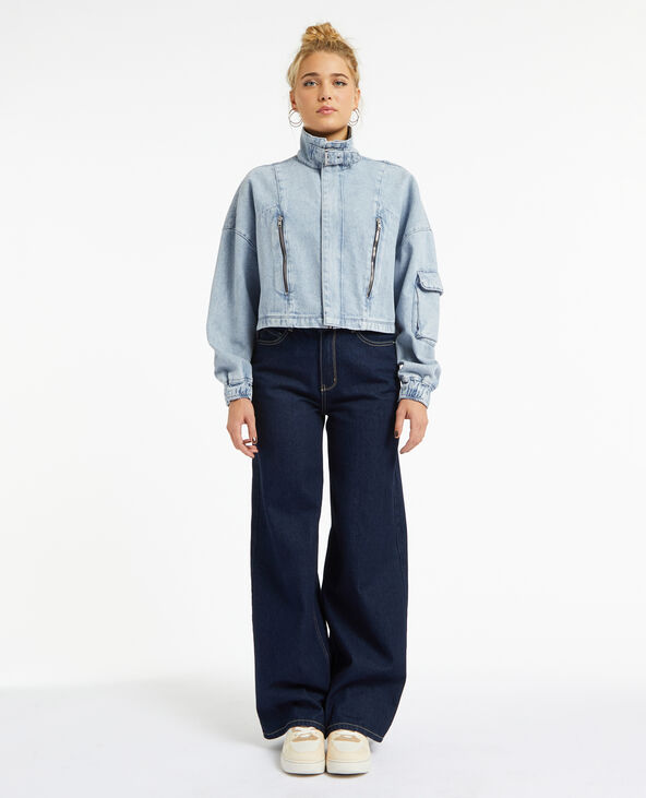 Blouson court en jean bleu clair - Pimkie