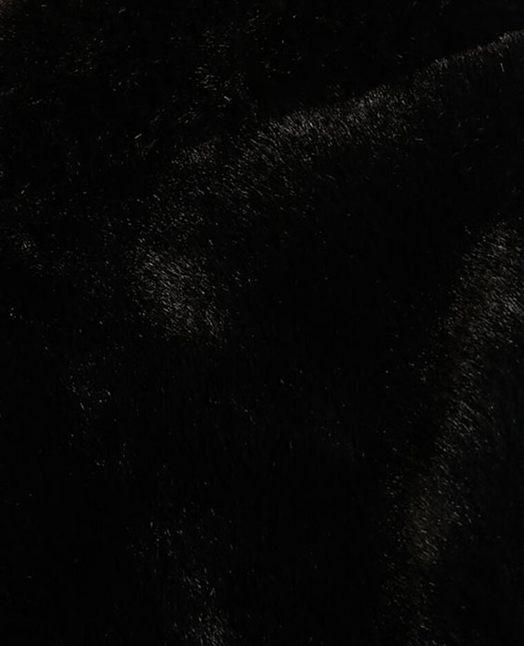 Manteau court à capuche fluffy noir - Pimkie
