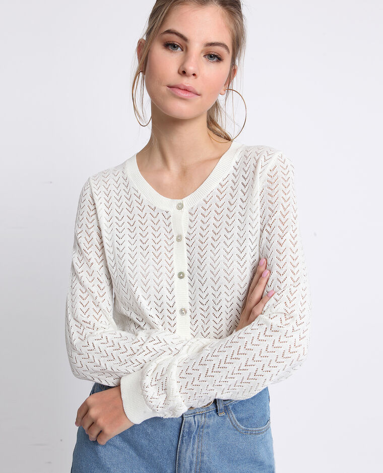 Gilet ajour blanc 407347919A09 Pimkie Gilet ajour blanc 407347919A09 Pimkie