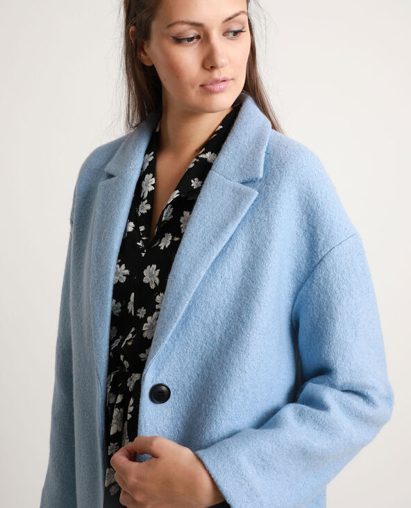 Manteau long avec laine bleu - Pimkie