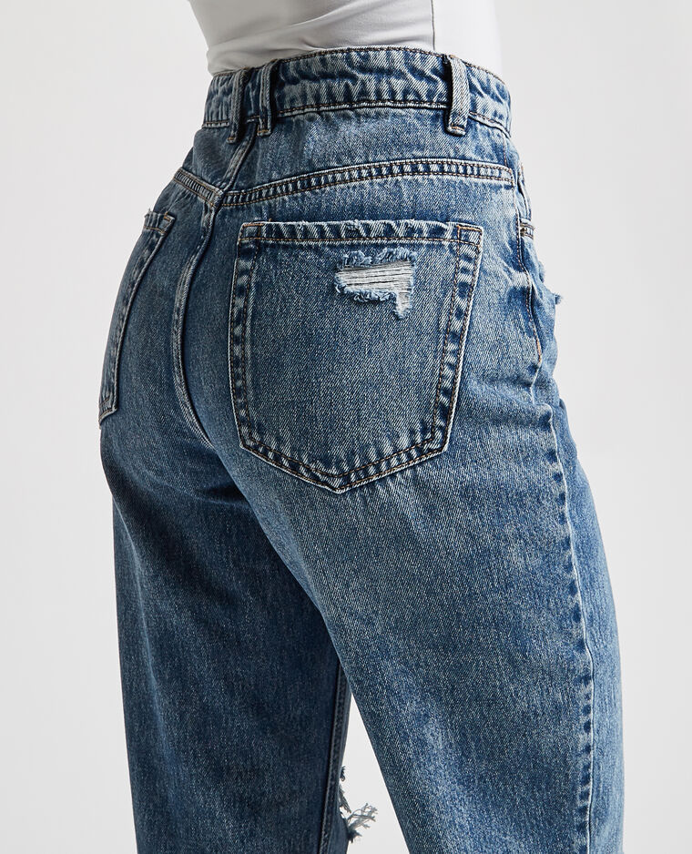 Jean mom trashé bleu denim - Pimkie