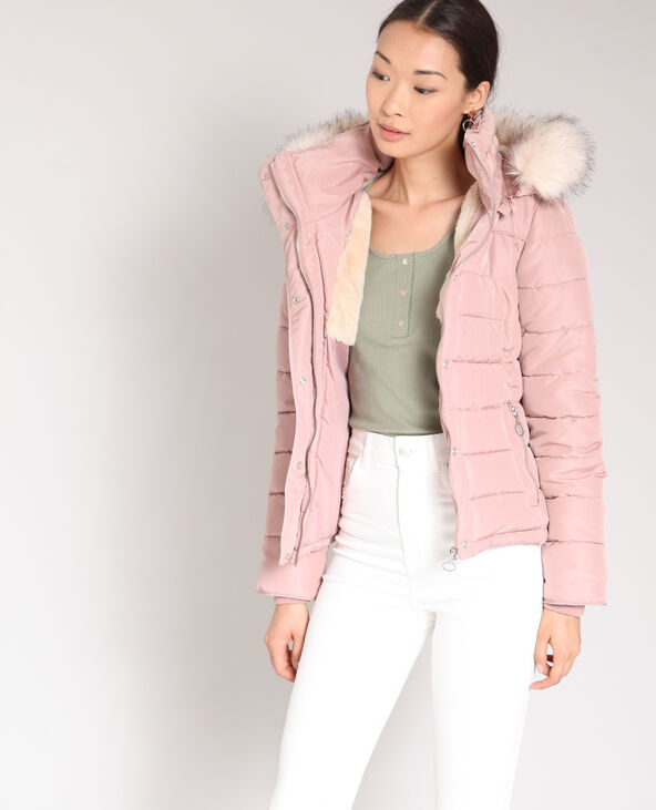 Doudoune avec shop la fourrure rose