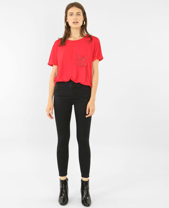 T-shirt oversize à poche rivetée rouge - Pimkie