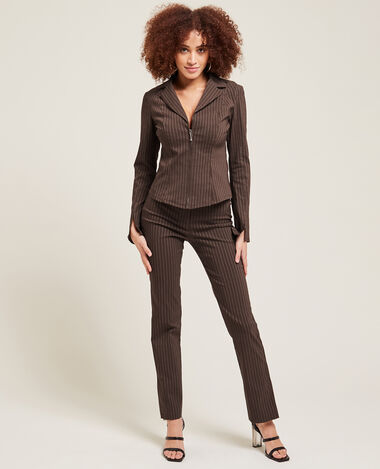 Pantalon slim droit avec fentes marron - Pimkie