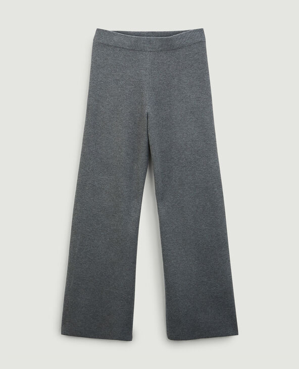 Pantalon large en maille gris chiné - Pimkie