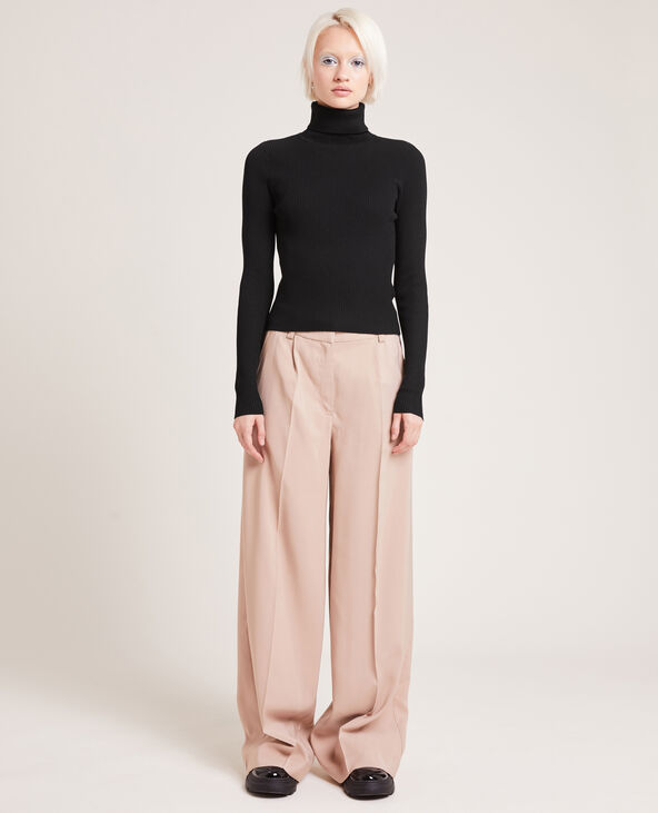 Pull côtelé à col roulé noir - Pimkie