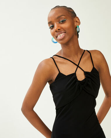 Robe courte avec doubles bretelles noir - Pimkie