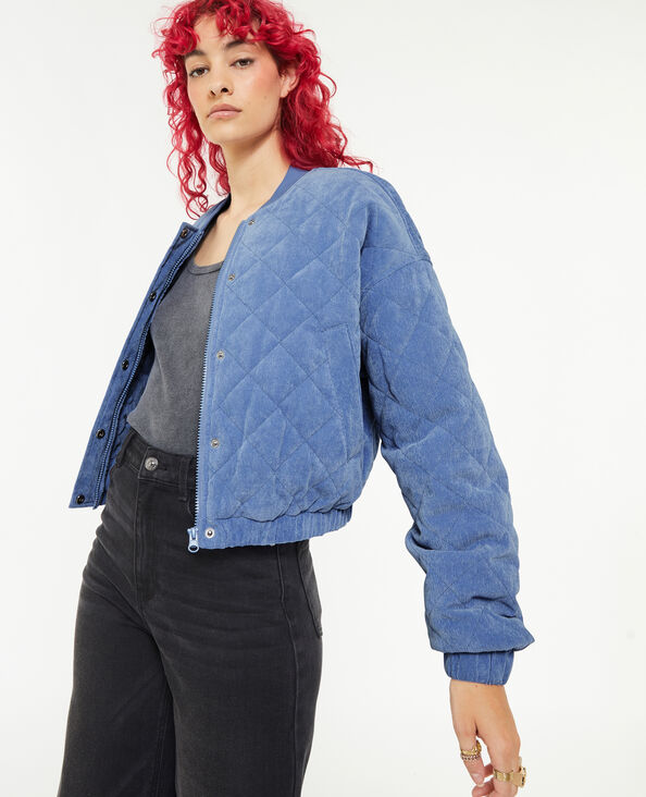Veste quiltée en velours bleu - Pimkie