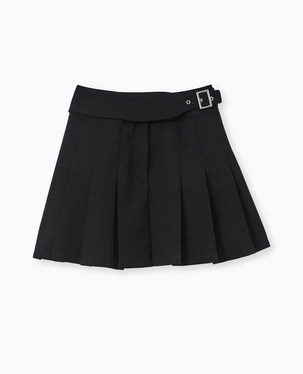 Mini jupe plissée avec ceinture noir - Pimkie