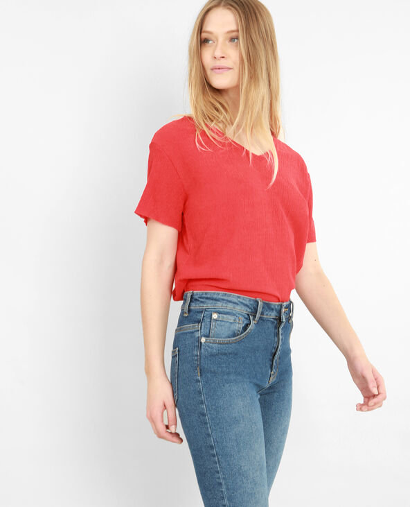 T-shirt texturé rouge - Pimkie
