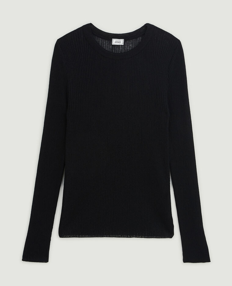 Pull maille côtelée transparente noir - Pimkie