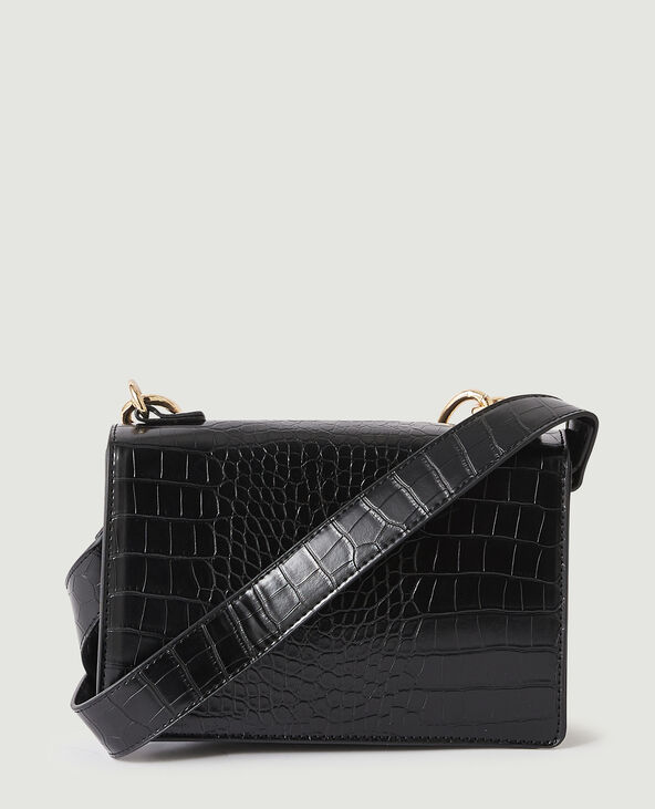 Sac noir on sale croco bandoulière