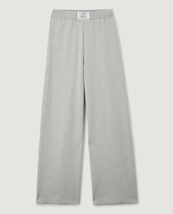 Pantalon molleton large et droit gris chiné - Pimkie