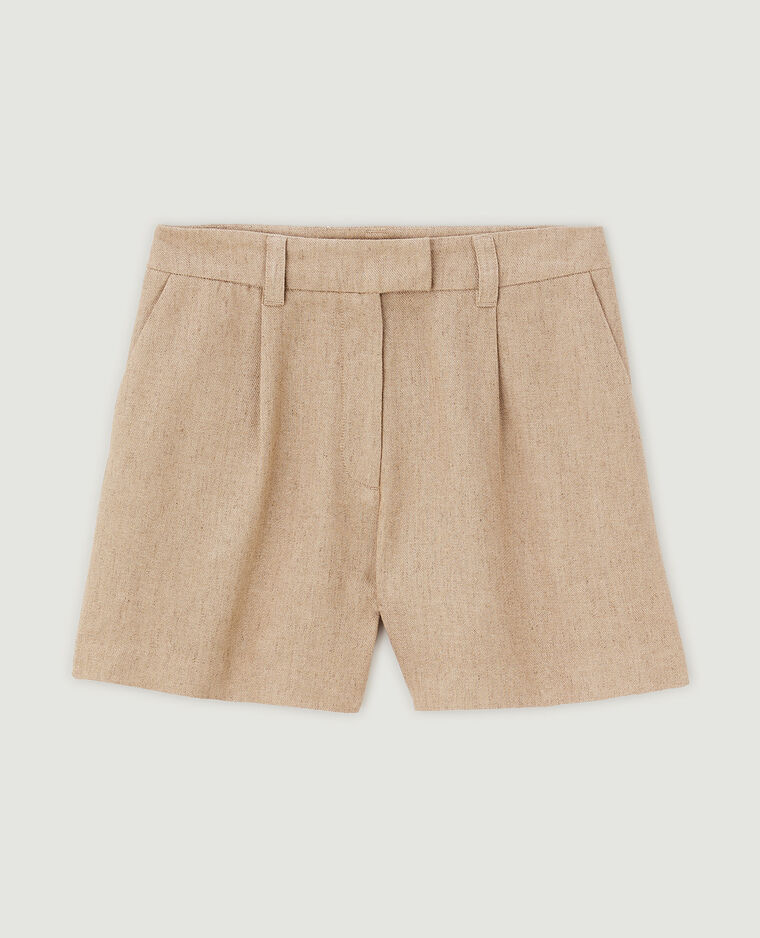 Short taille haute avec lin beige - Pimkie