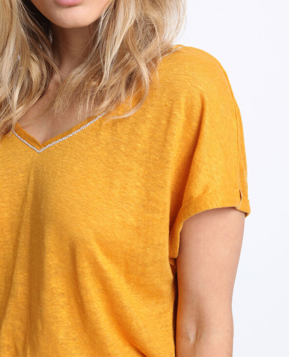 T-shirt 100% lin jaune ocre - Pimkie
