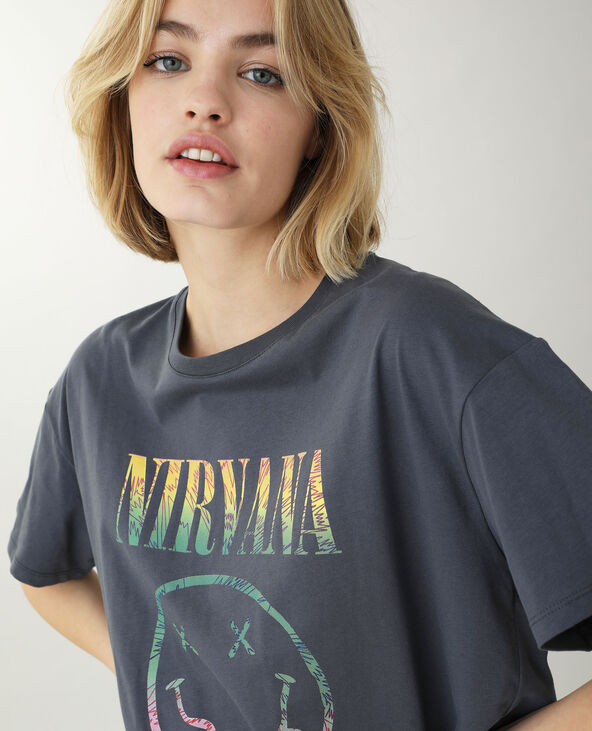 Cropped T-shirt NIRVANA gris foncé - Pimkie