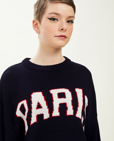 Pull court en maille bleu marine - Pimkie