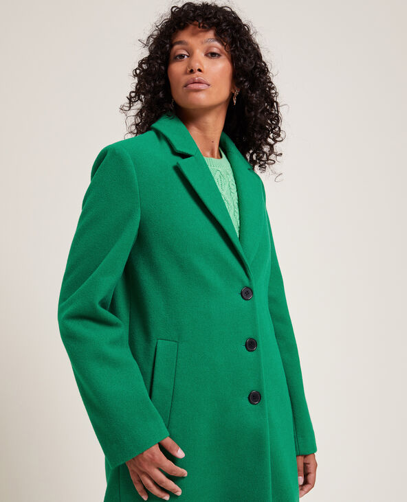 Manteau long effet drap de laine vert olive - Pimkie