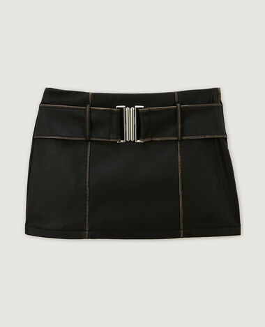Mini jupe en faux cuir avec ceinture XL noir - Pimkie