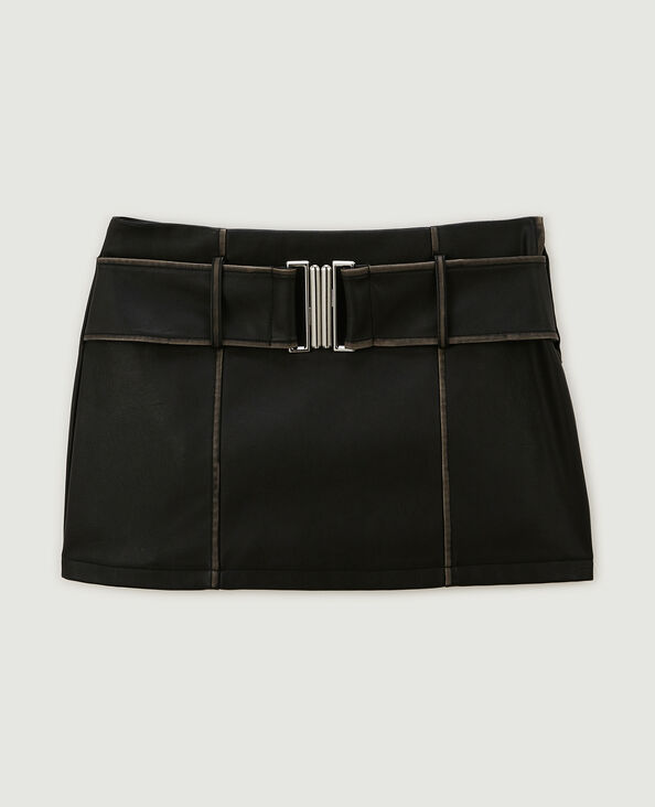 Mini jupe en faux cuir avec ceinture XL noir - Pimkie