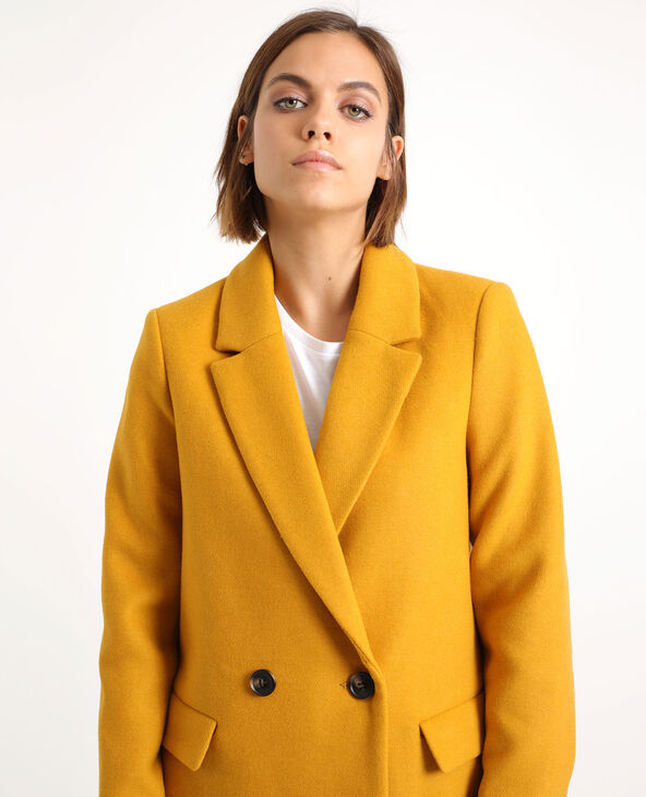 Manteau drap de laine jaune ocre - Pimkie
