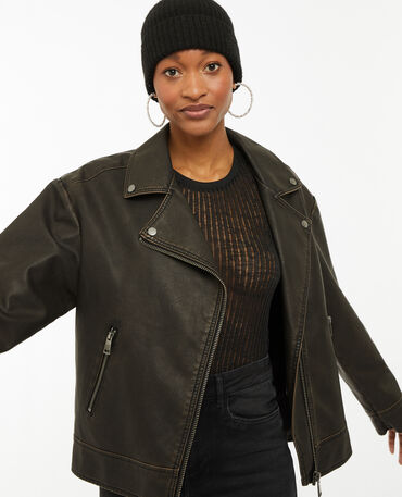 Veste simili cuir oversize discount