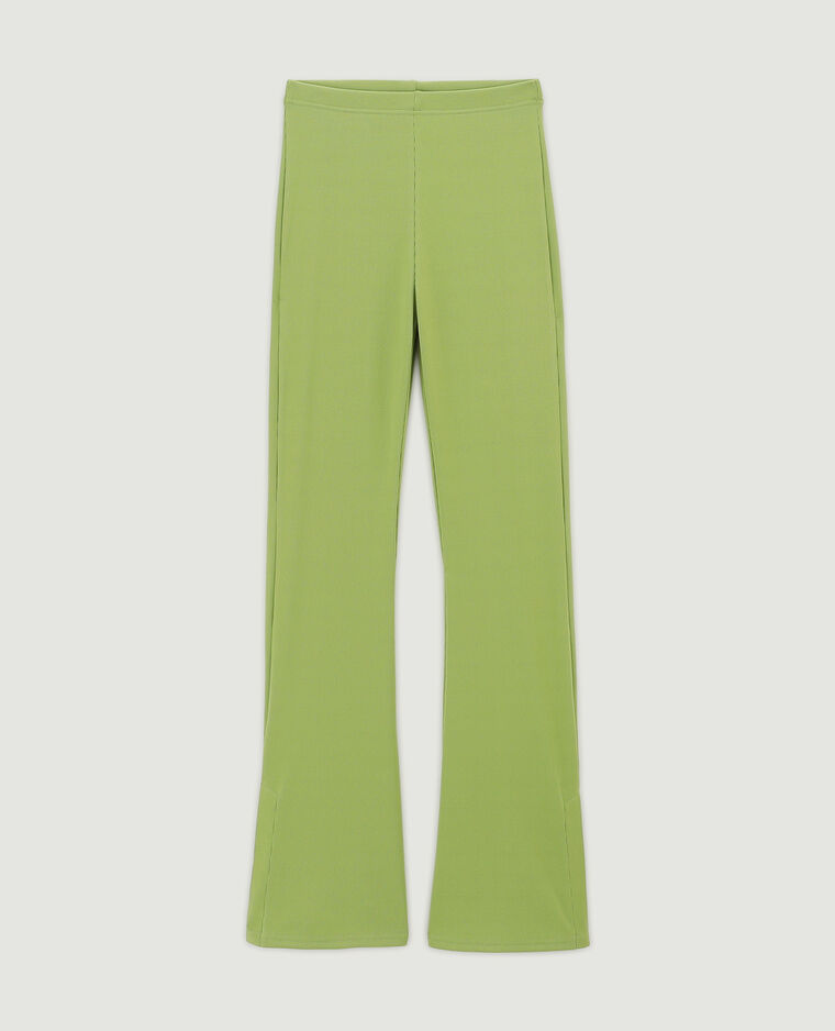 Pantalon flare en maille côtelée vert kaki - Pimkie