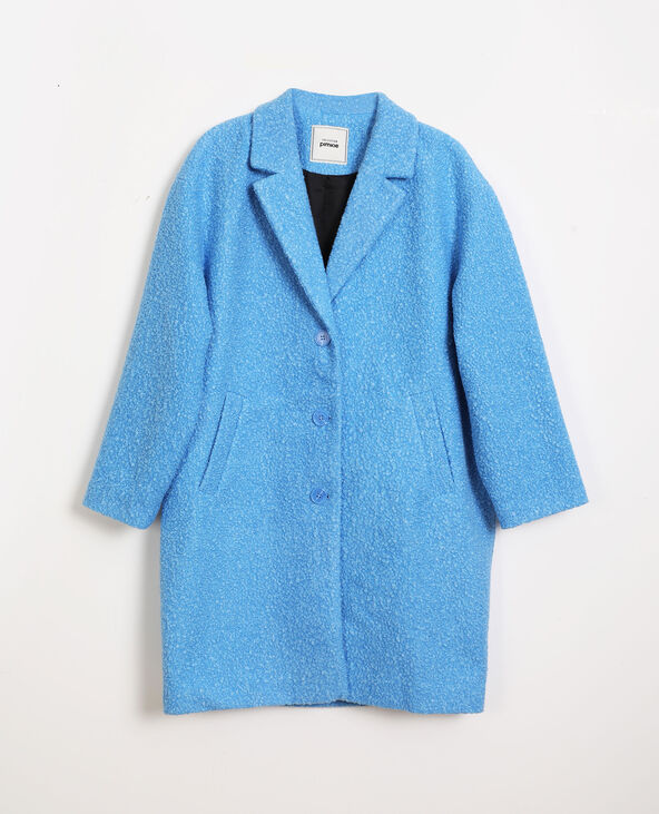Manteau maille bouclette bleu - Pimkie