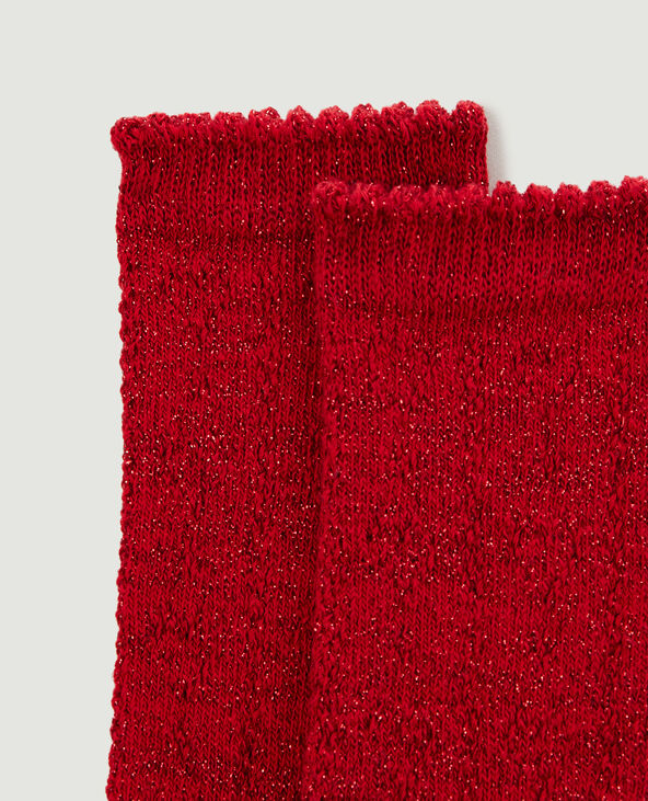 Paire de chaussettes en maille ajourée avec lurex rouge - Pimkie