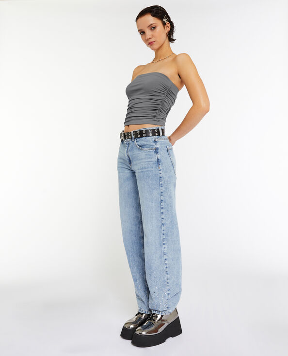Bustier bandeau avec fronces côtés gris - Pimkie