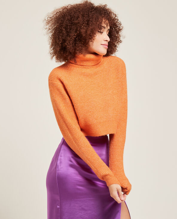 Pull col roulé cropped orange - Pimkie