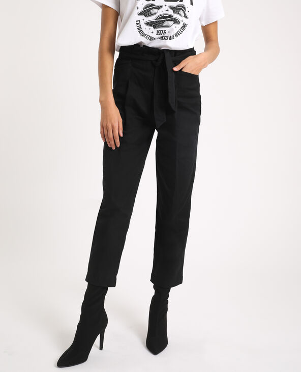 Pantalon carotte noir deals