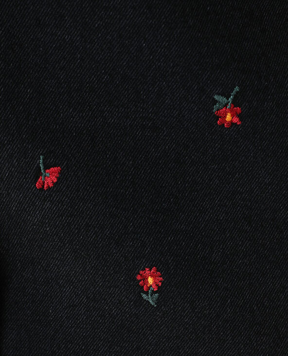 Jupe en jean à fleurs noir - Pimkie