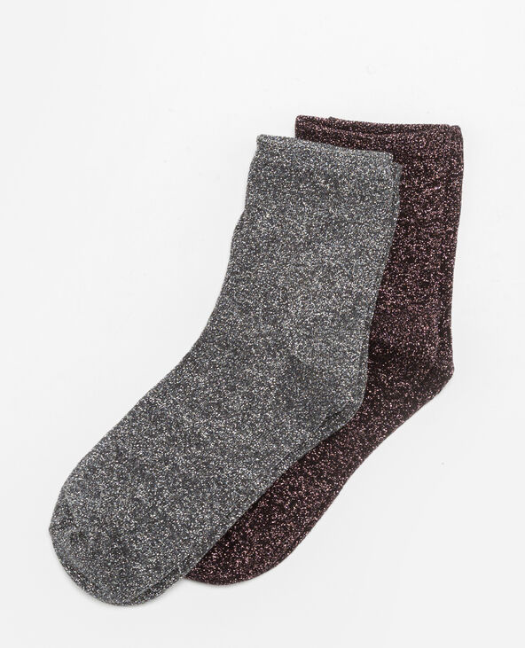 Lot de 2 paires de chaussettes lurex gris foncé - Pimkie