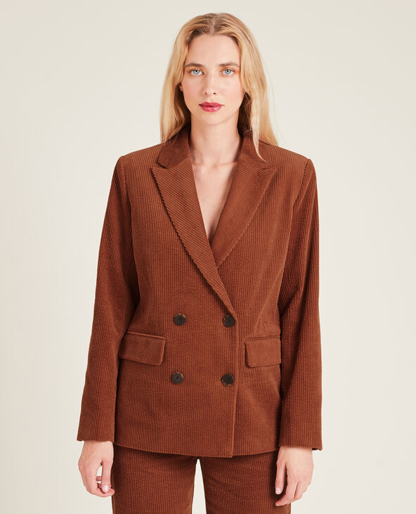 Veste blazer en velours côtelé orange - Pimkie