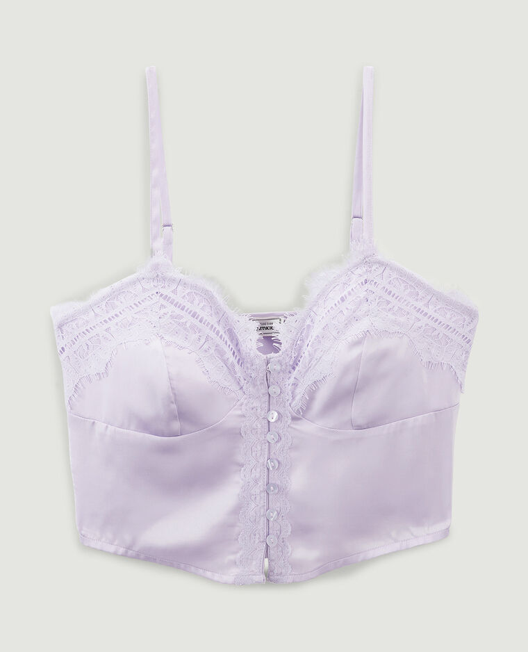 Top satiné dentelle lilas - Pimkie