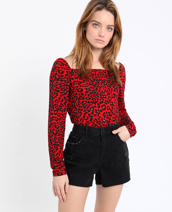 T-shirt léopard bordeaux - Pimkie