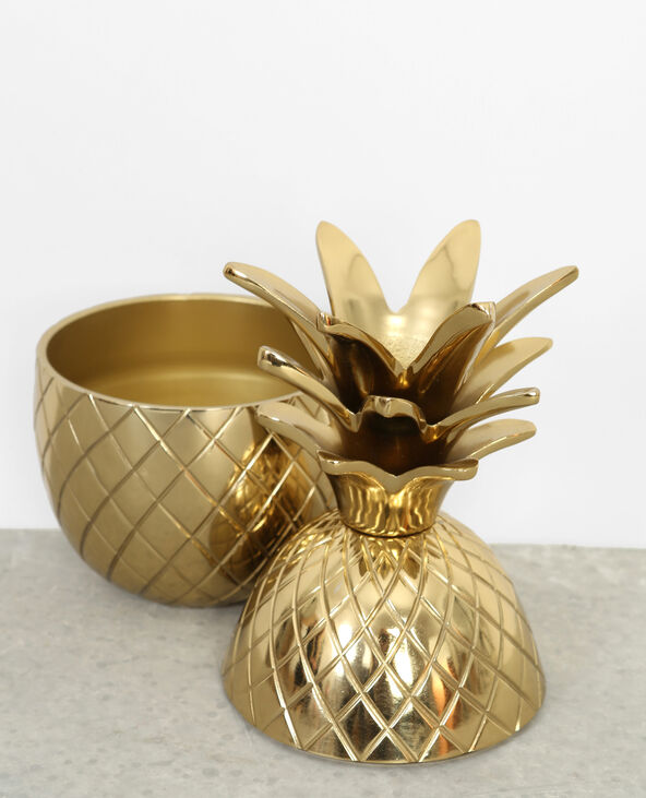 Grande boîte ananas métal doré doré - Pimkie
